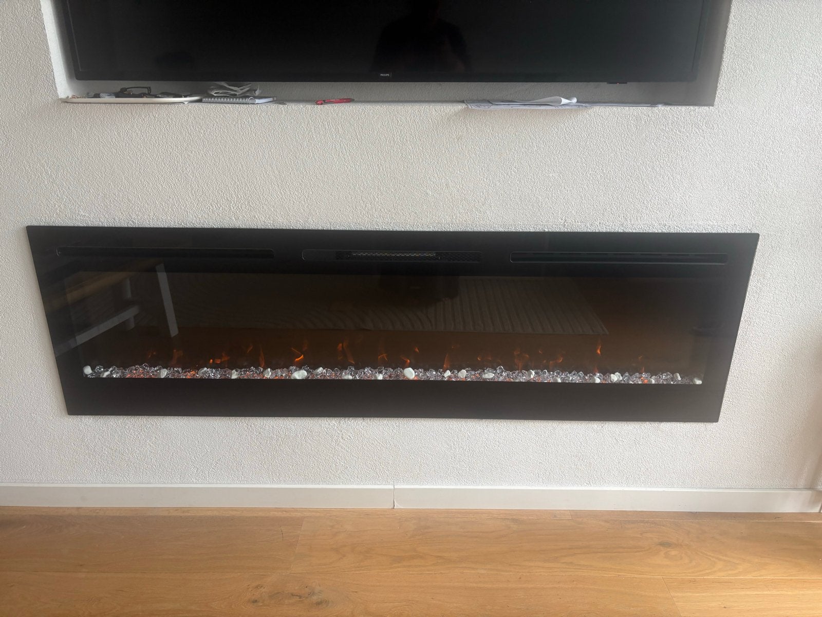 Sfeervolle elektrische haard - 1,83 meter breed, Ophalen, Zo goed als nieuw, Hangende haard, Elektrische haard