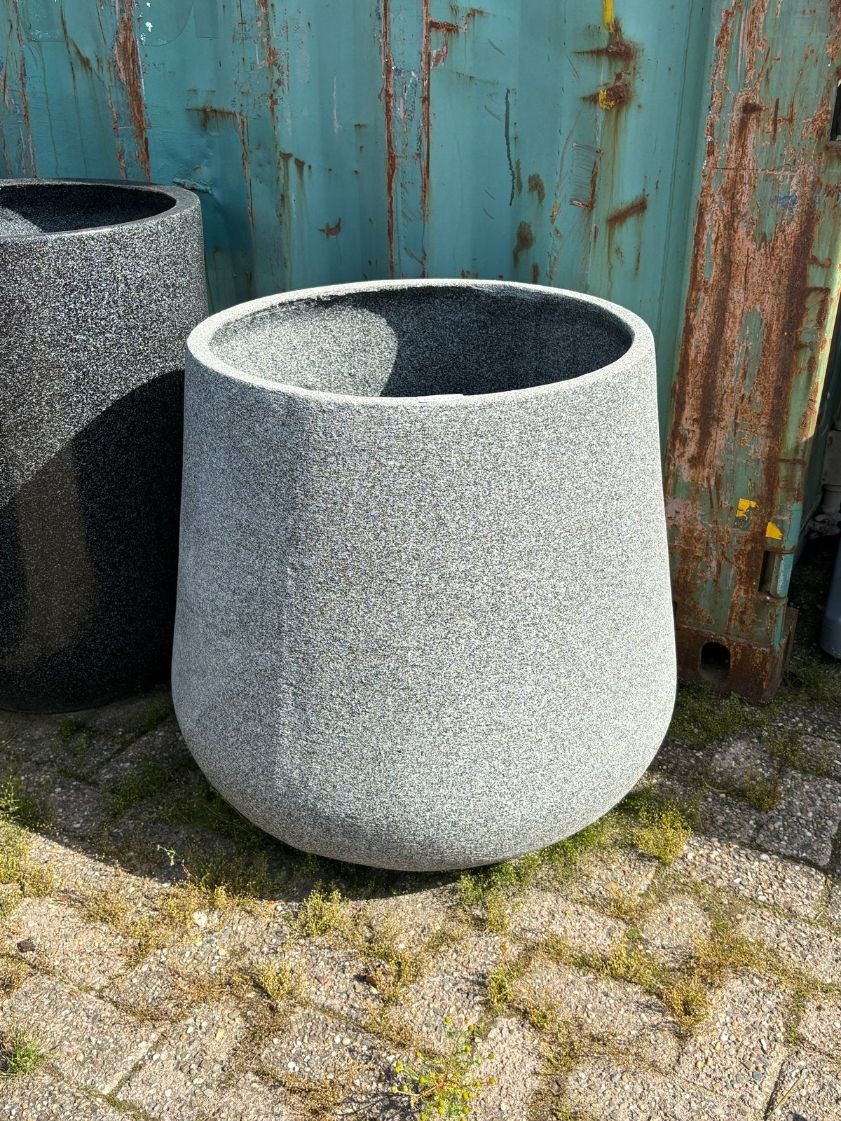 Grote grijze granieten bloembak - 70x69 cm, Tuin en Terras, Ophalen, Balkon, Rond, Zo goed als nieuw