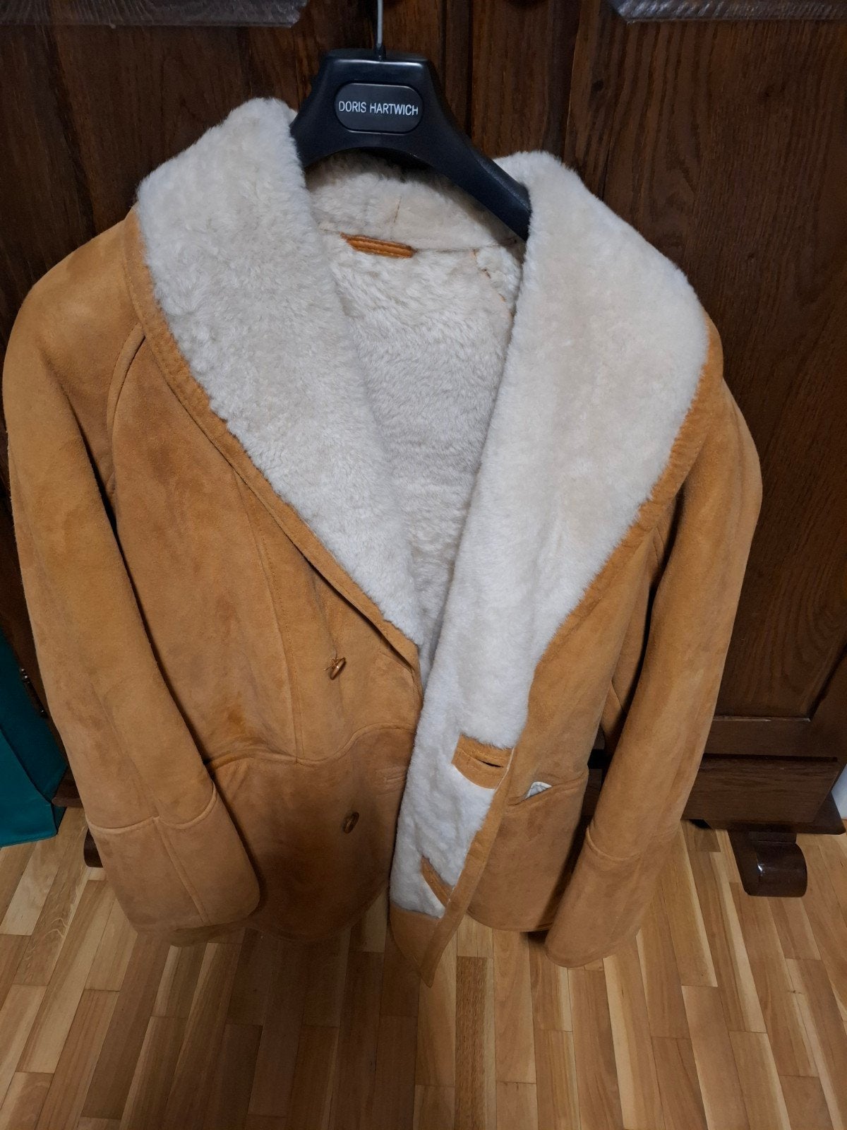 Lamsvacht jas maat 50/52, Ophalen, Maat 52/54 (L), Bruin, Pall Mall
