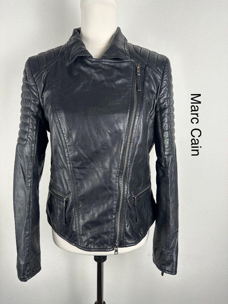 Marc Cain Leren Jas  (mt: 40) B2/493, Kleding | Dames, Maat 38/40 (M), Zwart, Marc Cain, Marc Cain
