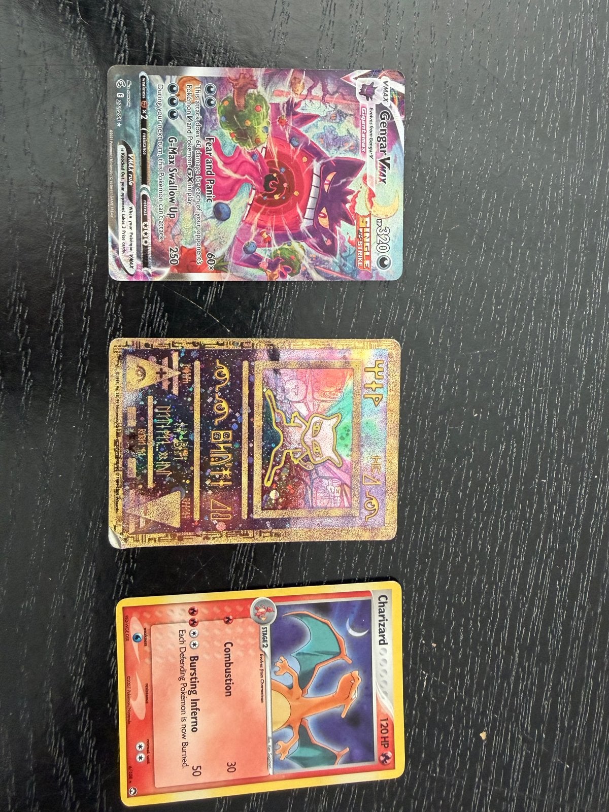 Pokémon Kaarten: Gengar VMAX, Mewtwo & Charizard, Ophalen, Gebruikt, Meerdere kaarten, Foil