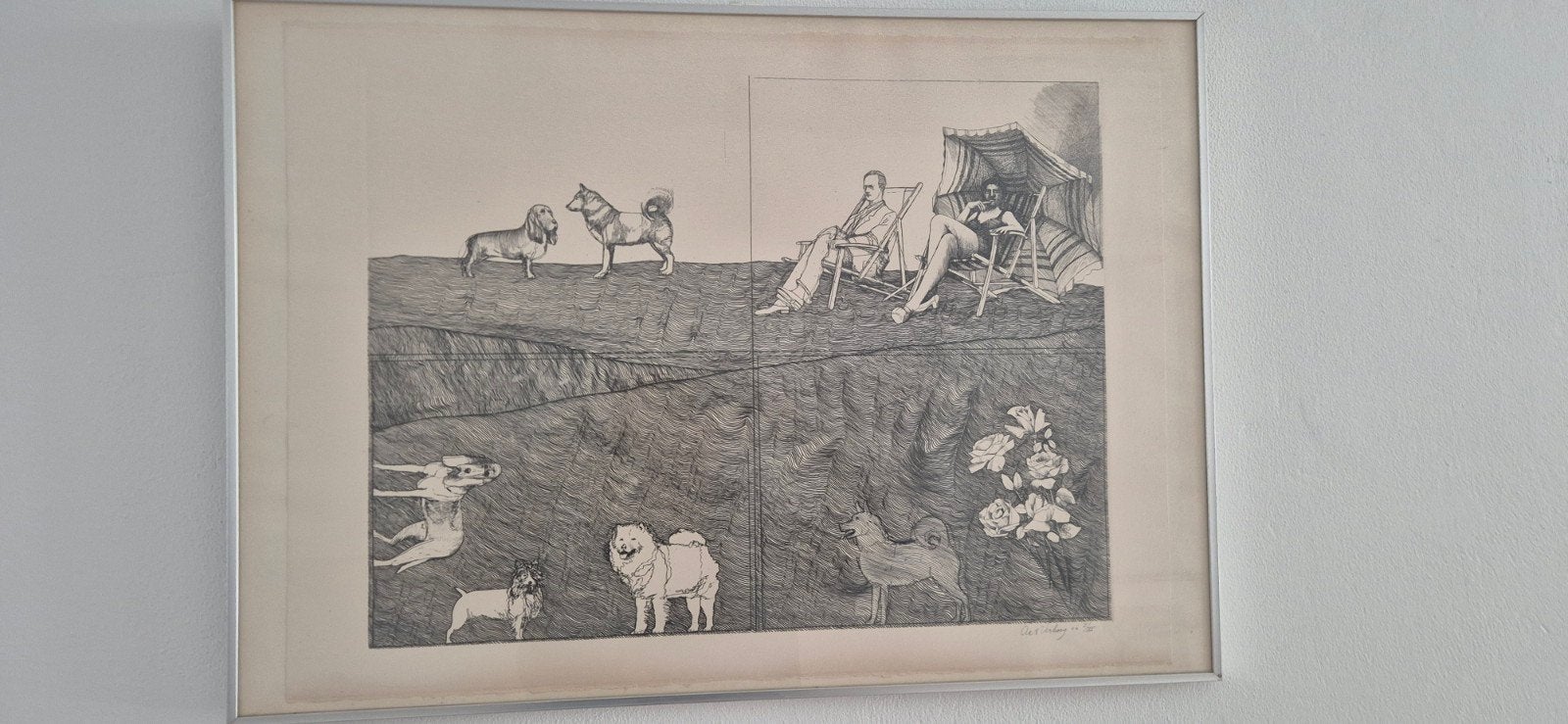 Aat Verhoog - Honden aan Zee (Ets, gesigneerd, genummerd), Antiek en Kunst, Kunst | Etsen en Gravures, Ophalen, Dagelijks leven