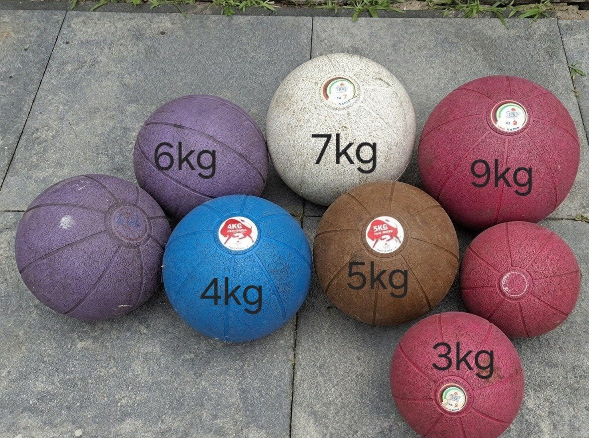 Set van 7 Medicijnballen, Ophalen, Gebruikt, Benen, Medicijnbal