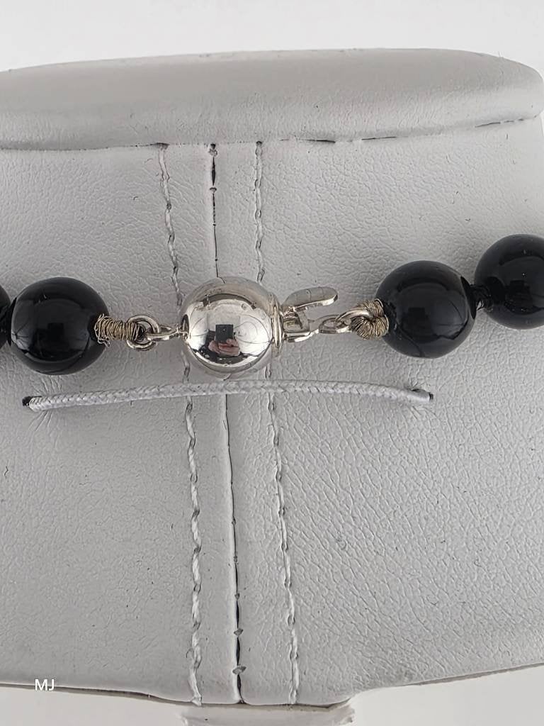 Onix collier zilveren slot                              D136, Gebruikt, ., Zwart, Ophalen of Verzenden