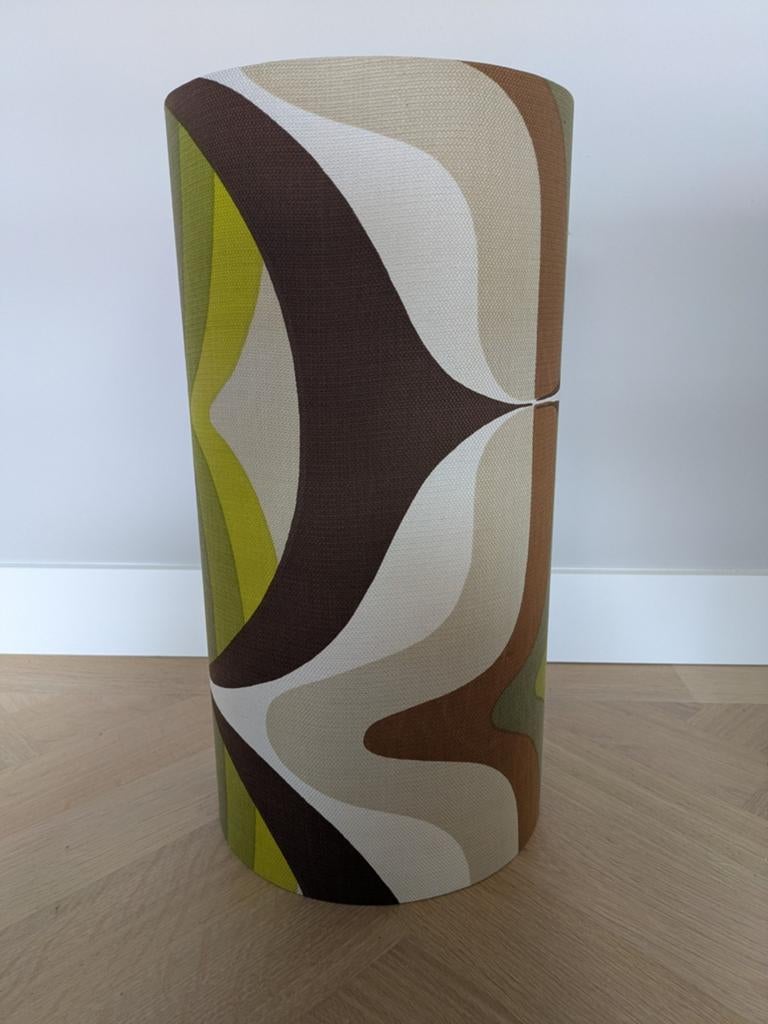 Vintage lampenkap met retro print jaren 70, Rond, Ophalen of Verzenden, Zo goed als nieuw, Vintage, Retro, Jaren '70