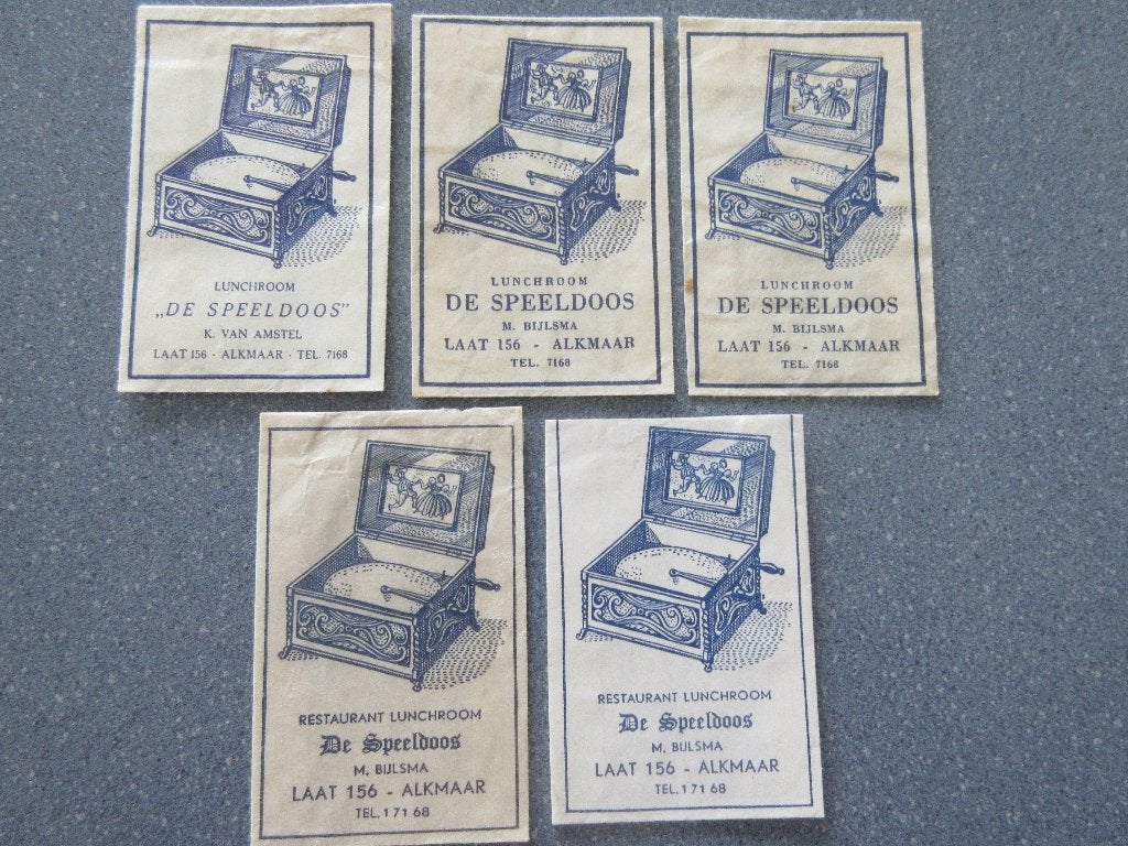 5 x Alkmaar, lunchroom De Speeldoos, Verzenden, Nederland