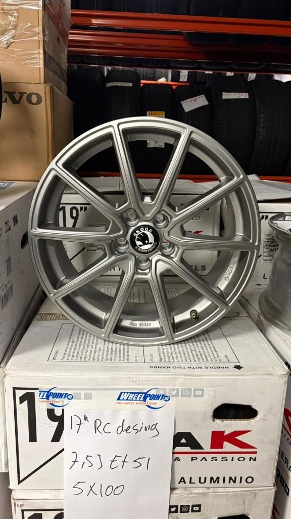 17'' Rc Desing Velgen 5x100 Skoda Volkswagen, Gebruikt, Velg(en), 17 inch, Personenwagen