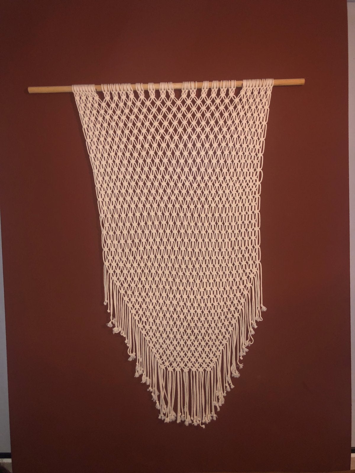 XXL Macrame Wandhanger van Annvert Macrame, Huis en Inrichting, Woonaccessoires | Wanddecoraties, Gebruikt, Wandhanger, Boho, Wit