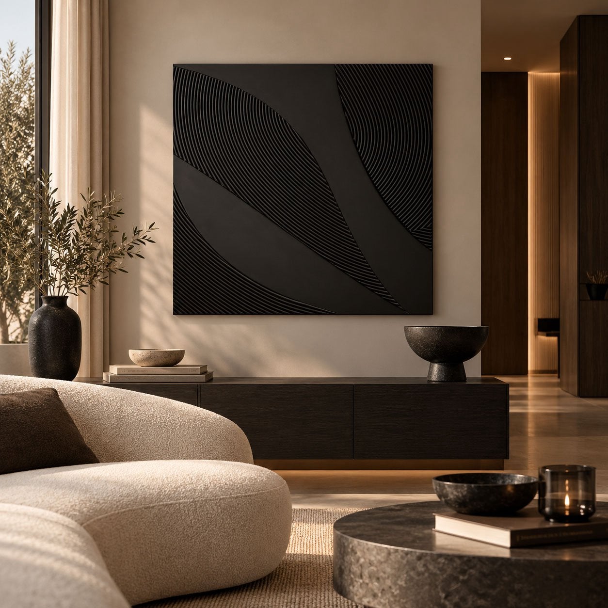 Wanddecoratie Tazi Groot / Large Vierkant Zwart - 90x90 cm, Ophalen, Nieuw