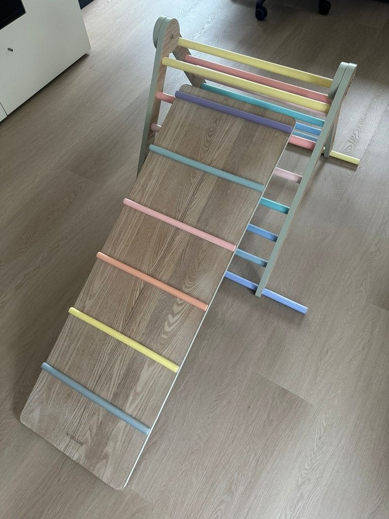 Pyqer Colors Kids houten leerdriehoek met klimplank, Ophalen, Zo goed als nieuw, Overige typen