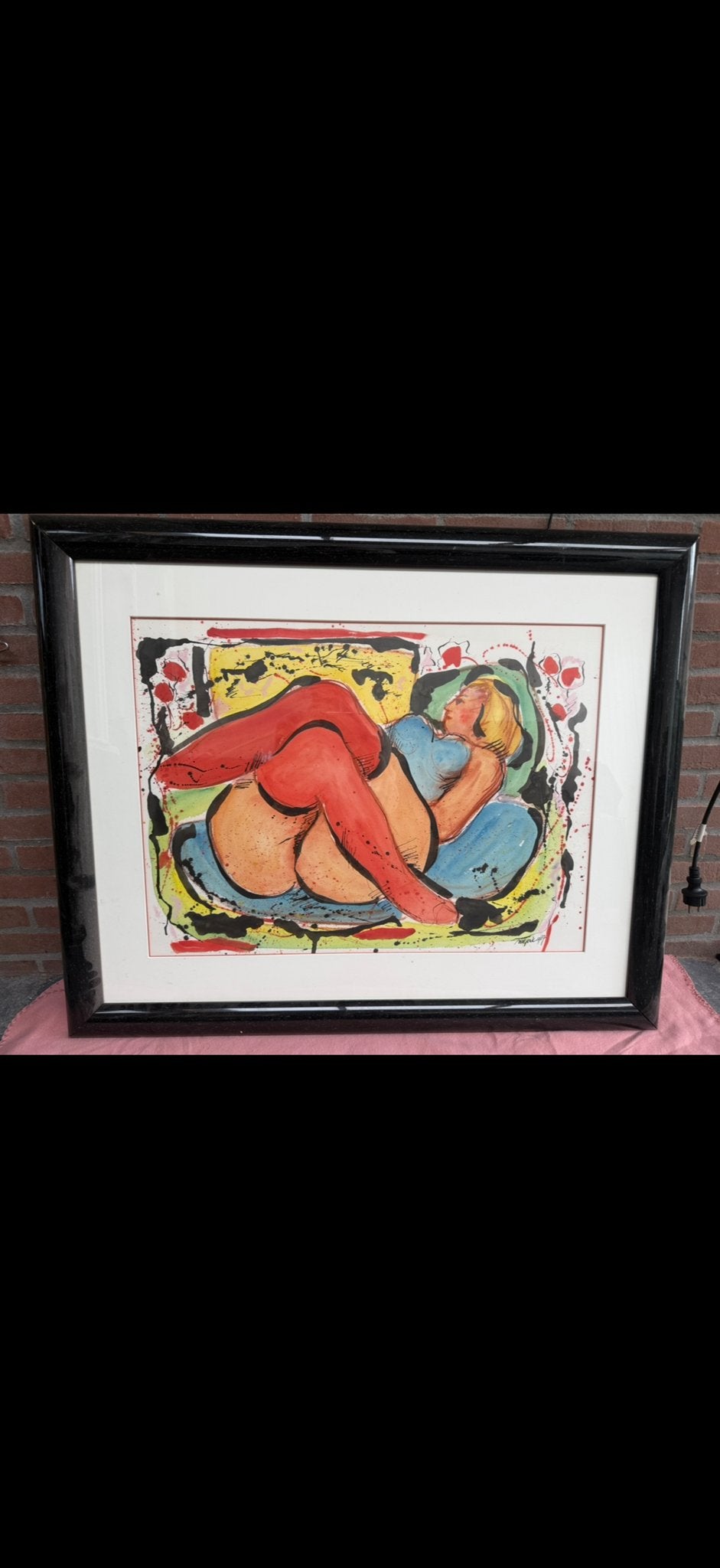 Nic Jonk schilderij zeefdruk - Vrouwelijk Naakt (1987), Ophalen of Verzenden