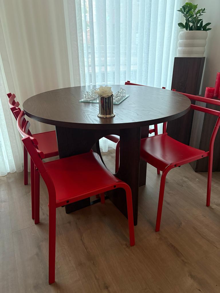 IKEA - geneson stoelen rood set 4, Ophalen, 100 tot 150 cm, Rond, Zo goed als nieuw