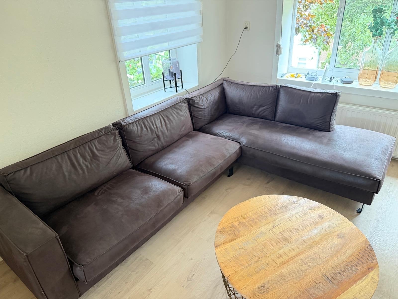 Mooi lekkerzittende bruine hoekbank van Pronto Wonen, Huis en Inrichting, Banken | Bankstellen, Ophalen, 250 tot 300 cm, Gebruikt