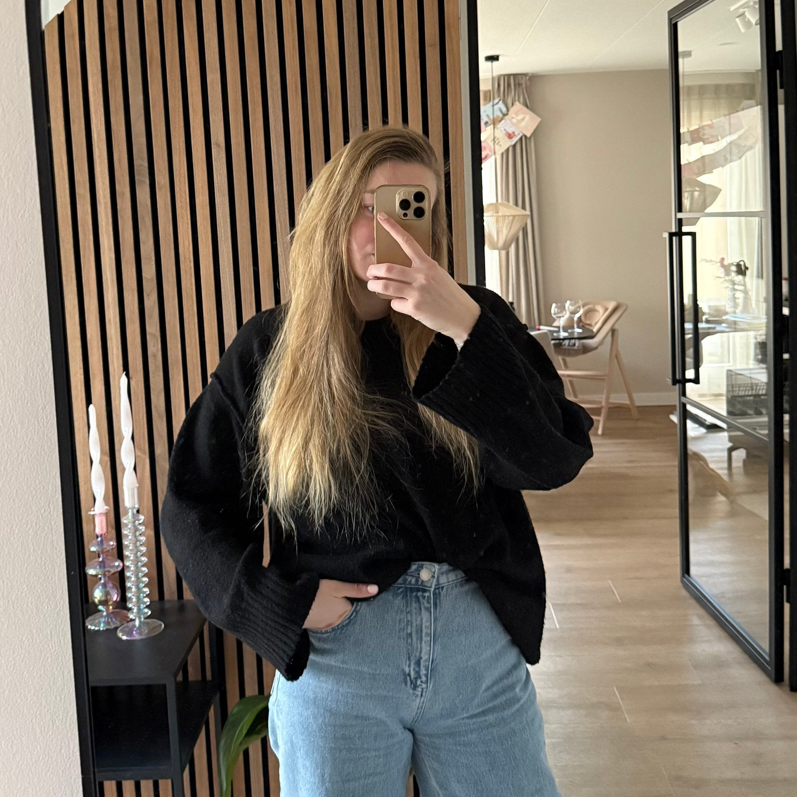 Oversized trui zwart, Ophalen of Verzenden, Gedragen, Maat 38/40 (M), Zwart