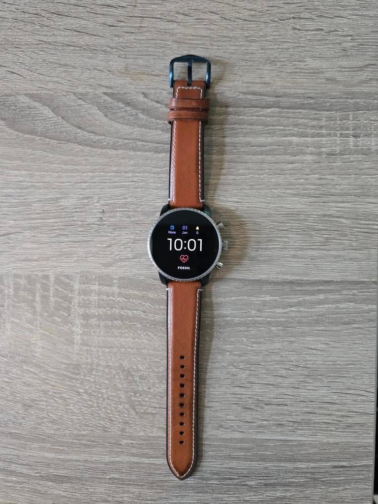 Fossil Q Explorist HR Smartwatch - Bruin Leer, Fossil, Ophalen of Verzenden, Zo goed als nieuw, GPS