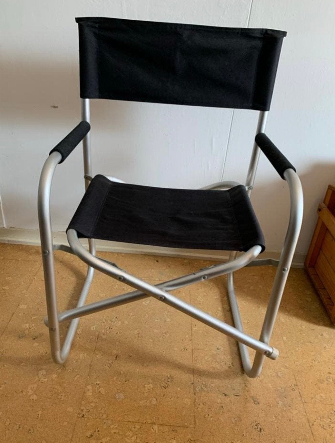 Opvouwbare campingstoel - Zwart en zilver, Ophalen, Gebruikt, Campingstoel