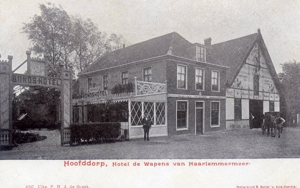 ansichtkaart Hoofddorp café hotel, Ophalen of Verzenden, Voor 1920, Ongelopen, Noord-Holland
