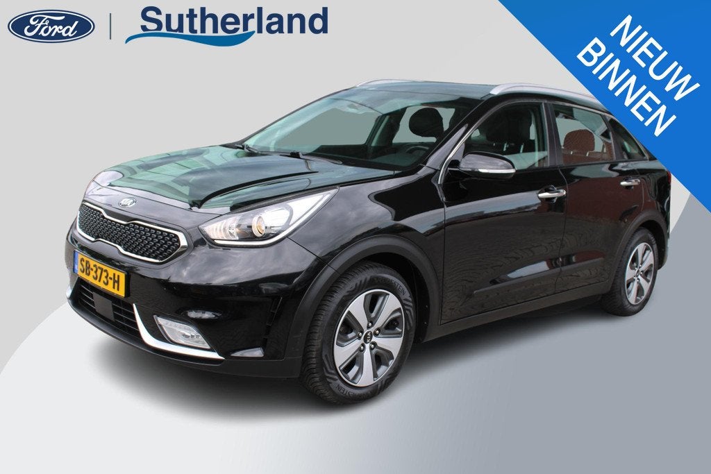 Kia Niro 1.6 GDi Hybrid DynamicLine | Trekhaak | Climate Con, Gebruikt, Euro 6, Leder en Stof, Zwart