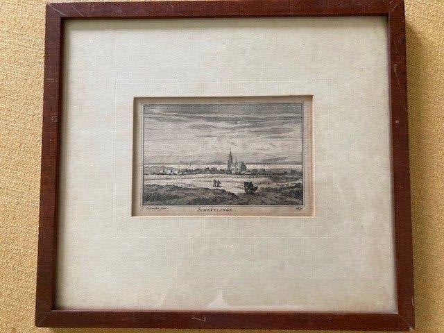 Antieke ets 'Schevelinge' door A. Rademaker, Antiek en Kunst, Kunst | Schilderijen | Klassiek, Ophalen, Origineel werk, Klassiek