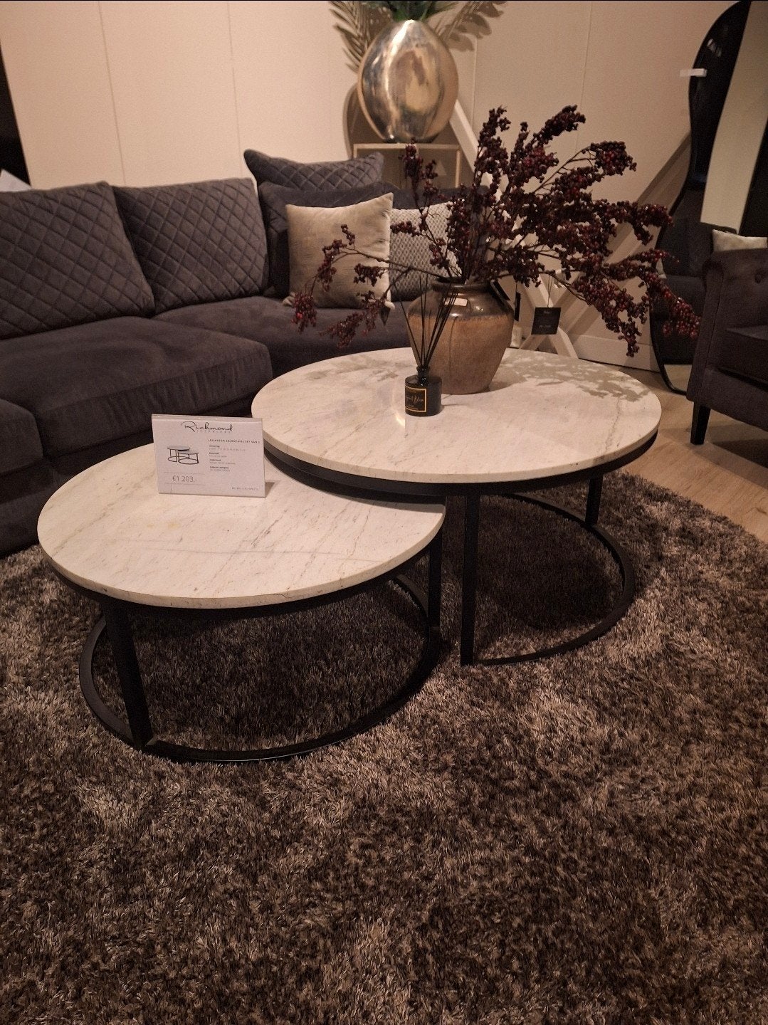 Lexington richmond salontafel set marmer, Ophalen, Rond, 50 tot 100 cm, 50 tot 100 cm