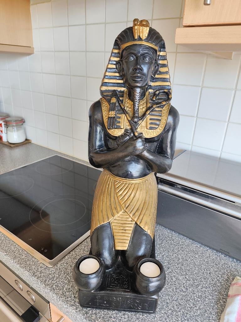 Farao beeld met kaarsen, Verzamelen, Beelden en Beeldjes, Ophalen, Gebruikt