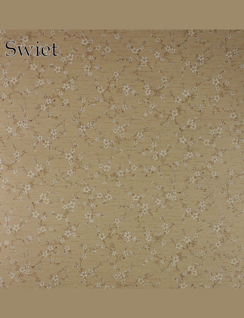 4348 Vintage oud bloesembehang 70s met beige jutelook swiet, Verzenden, Bruin