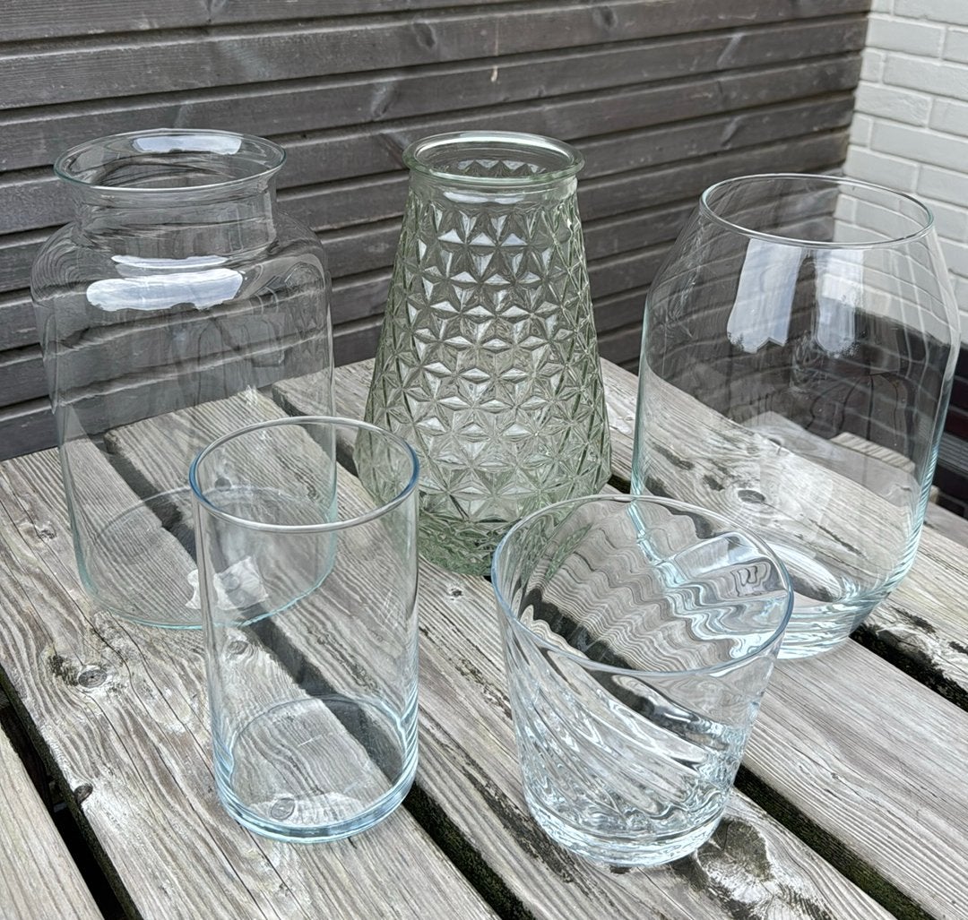 Set van 5 glazen vazen, Ophalen, Zo goed als nieuw, Overige typen