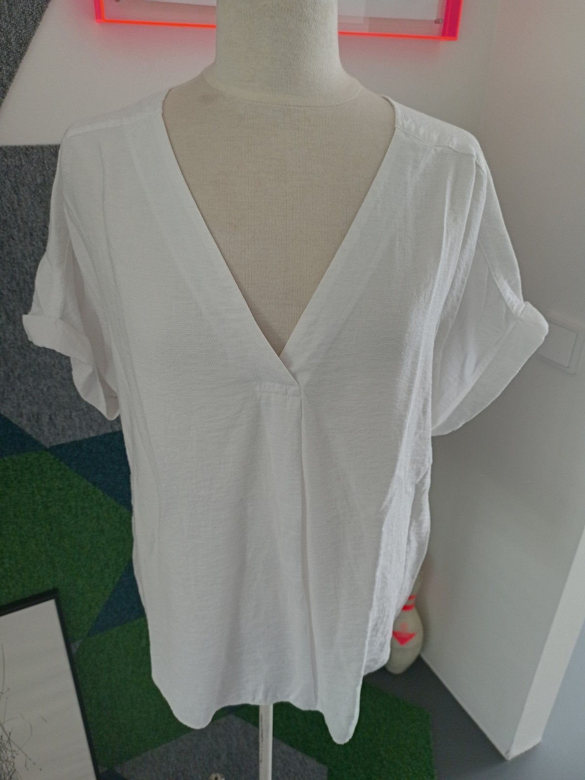 C&A Premium Wit Tuniek Korte Mouw V-hals Maat 44, Kleding | Dames, Tops, Ophalen, C&A Premium, Wit, Maat 42/44 (L)
