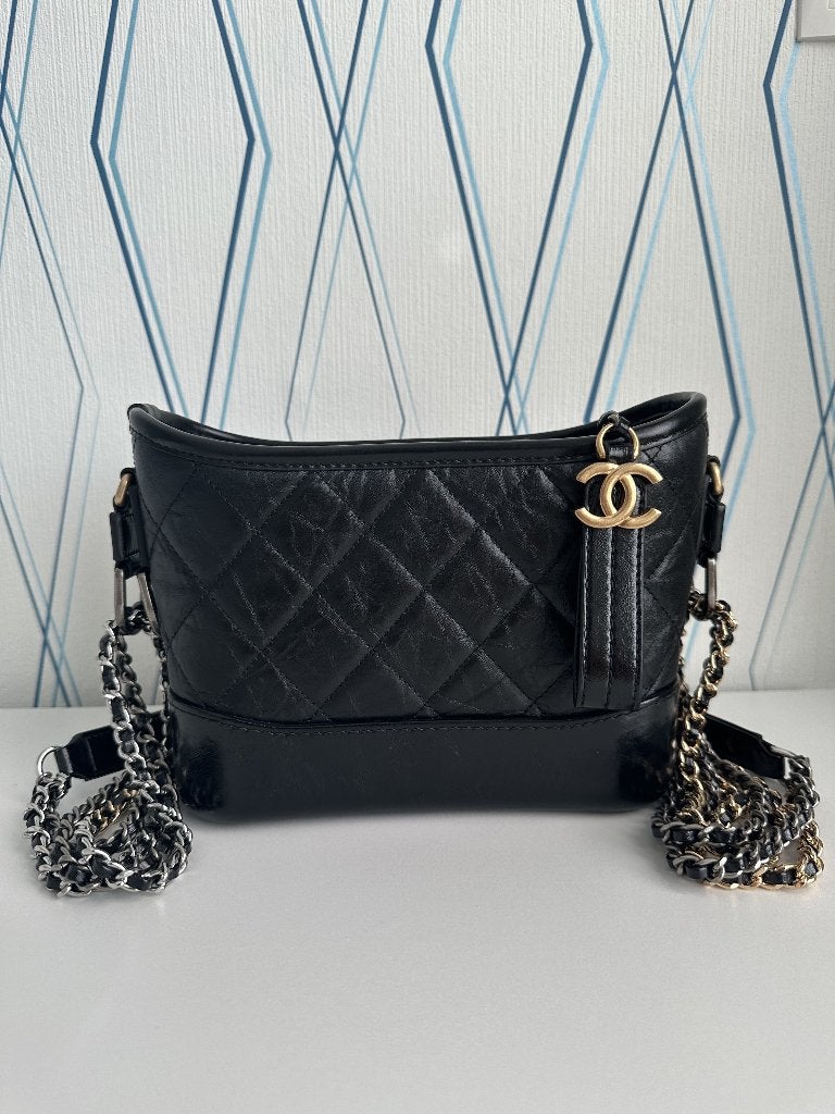 Chanel Gabrielle Hobo Small Zwart | Kalfsleer | Bon Aanwezig, Ophalen, Zo goed als nieuw, Zwart, Schoudertasje