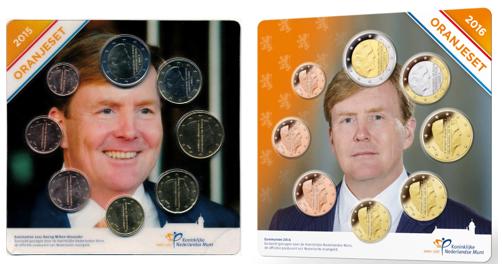 Oranje Jaarsets 2015 & 2016 Nederland 1 ct t/m 2 euro UNC, Ophalen of Verzenden, Overige landen, Overige waardes
