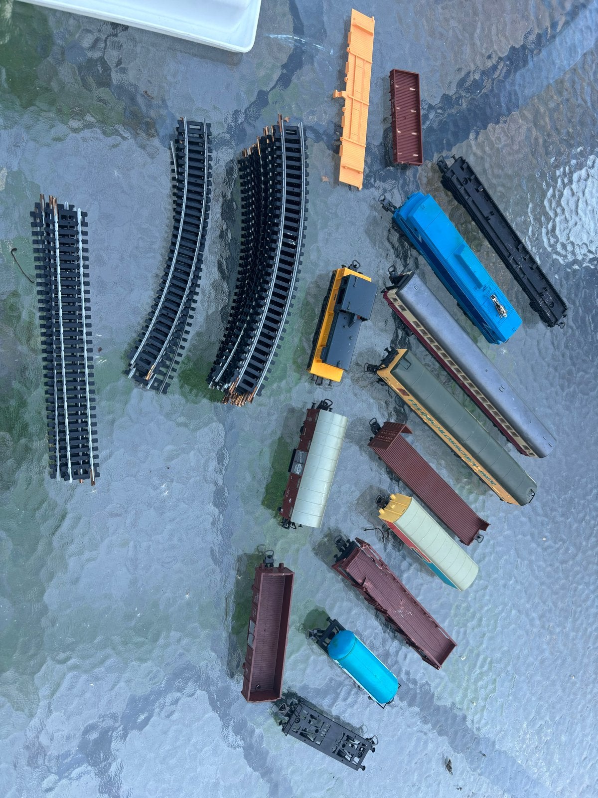 Grote partij modeltrein rails, locomotieven en wagons, Gelijkstroom, Ophalen of Verzenden, Analoog, Lima