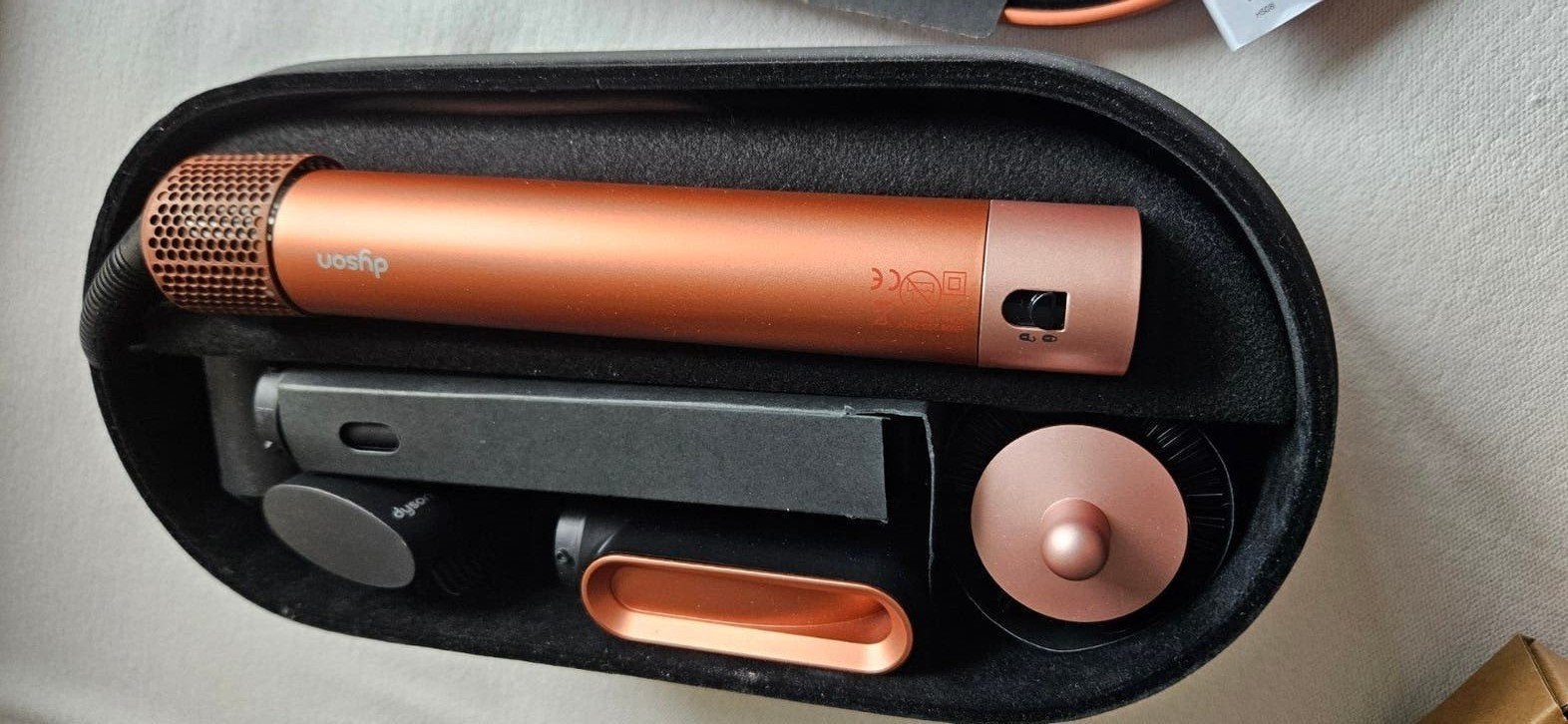 Dyson Airwrap  i.d. Curly&Coily  Rosé/Koper  + evt., Sieraden, Tassen en Uiterlijk, Ophalen of Verzenden, Zo goed als nieuw, Föhn of Haardroger