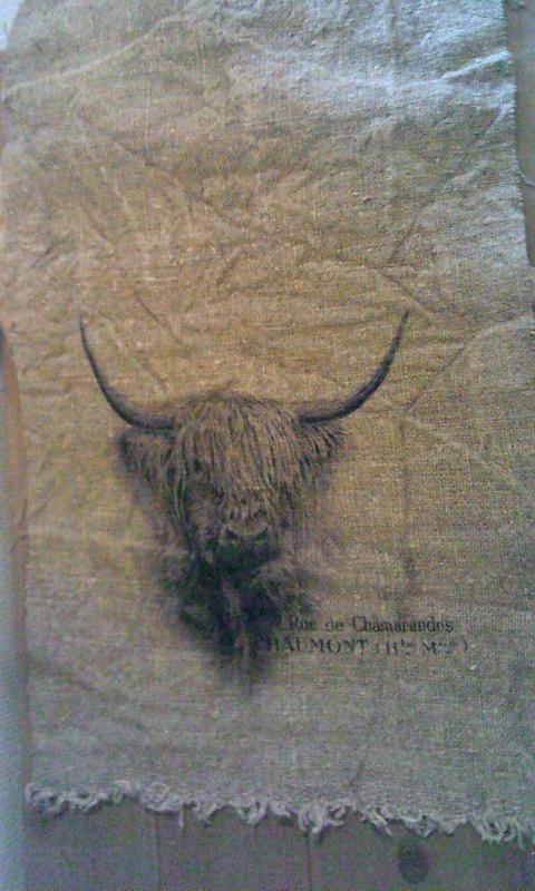 Shabby doek decoratie doek schotse hooglander ca.31x50cm, Huis en Inrichting, Woonaccessoires | Overige, Gebruikt, Meerkleurig