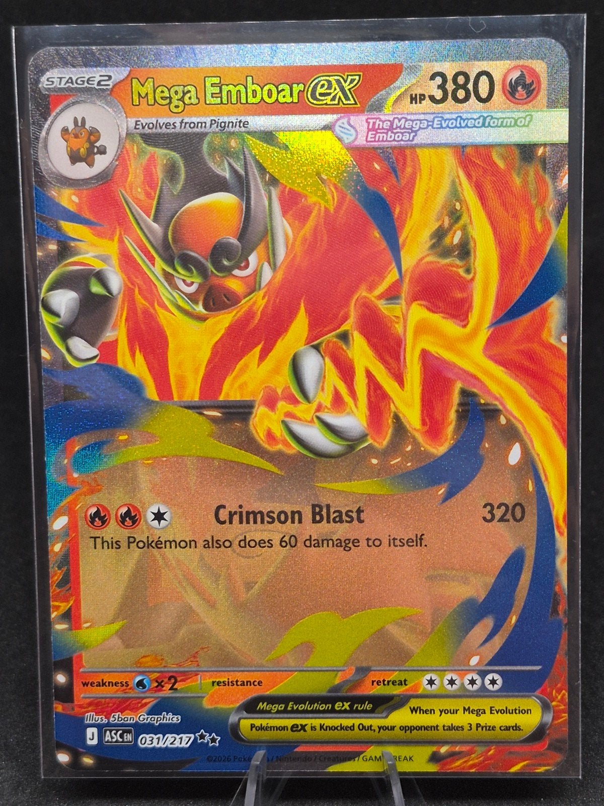 Mega Emboar EX Pokémon Kaart - Verzamelobject, Ophalen of Verzenden