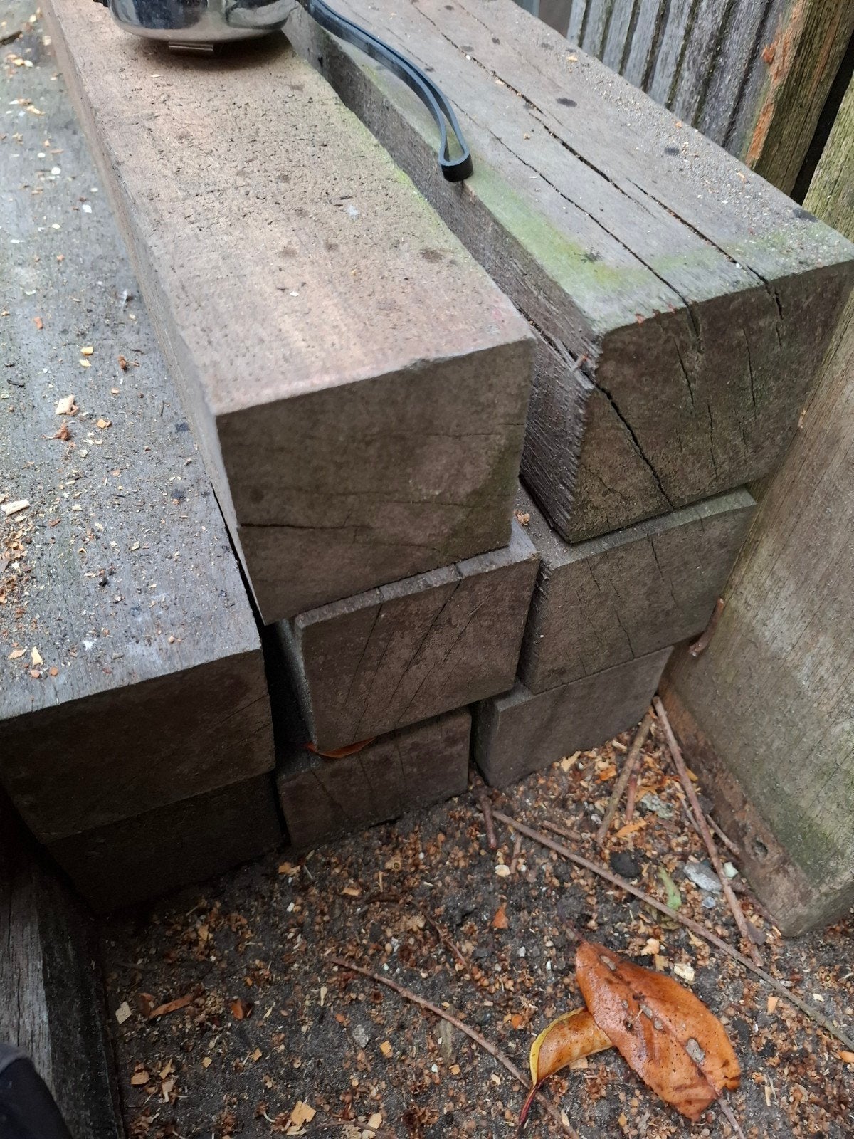 Azobe palen 8x8 cm, 400 cm lang - 9 stuks, Ophalen, Gebruikt, Balk, Overige houtsoorten