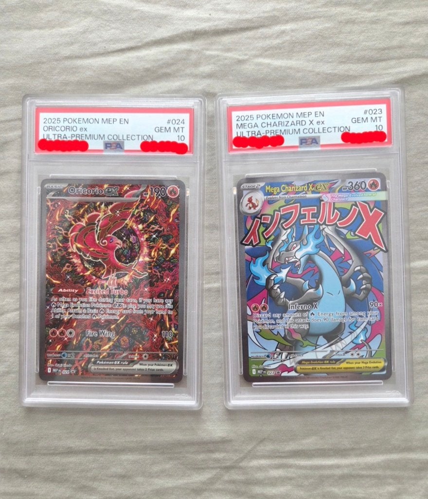 PSA 10 Mega Charizard x ex 023 & Oricorio ex 024, Ophalen of Verzenden, Zo goed als nieuw