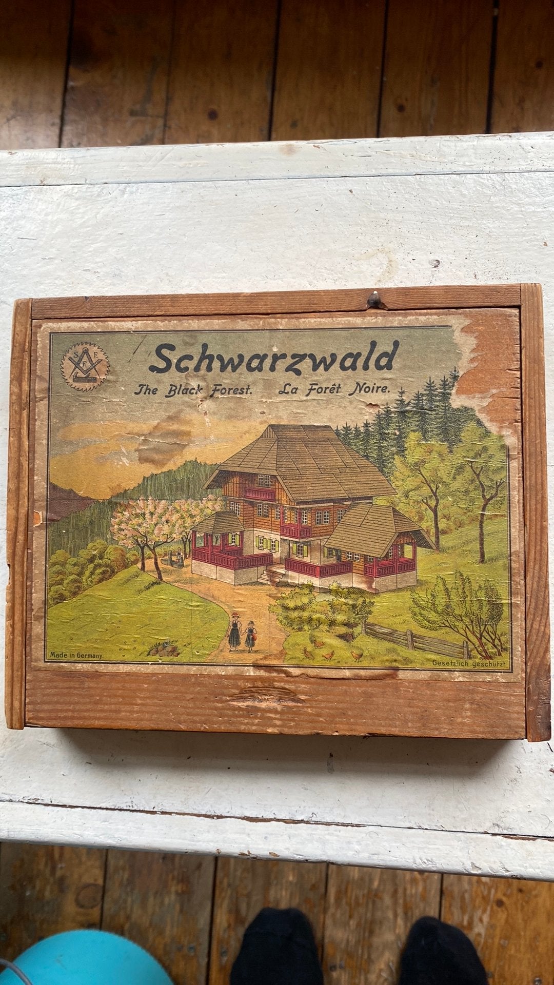 Antieke Houten Bouwdoos ‘Schwarzwald-Baukasten’ (1956), Ophalen of Verzenden