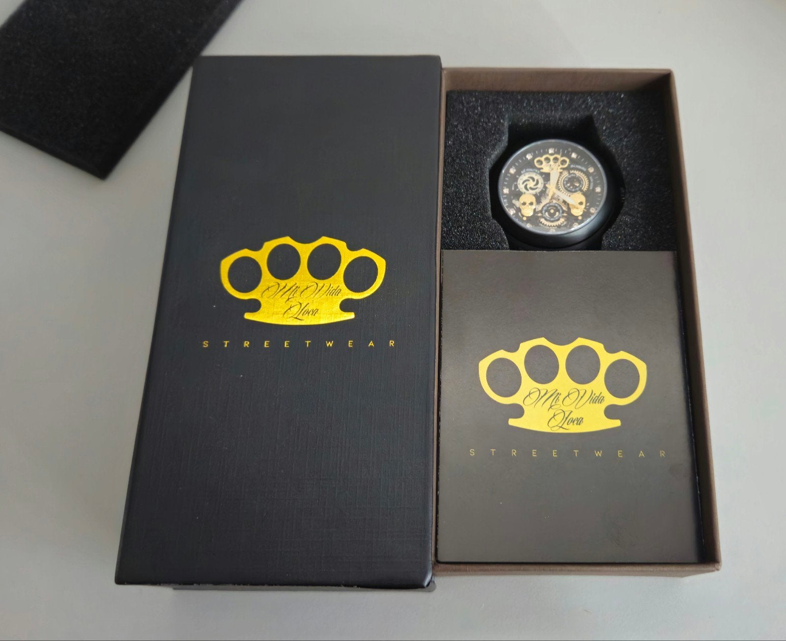 MVL "Double skull" automatic wrist watch - matt black, Ophalen of Verzenden, Nieuw, Overige merken