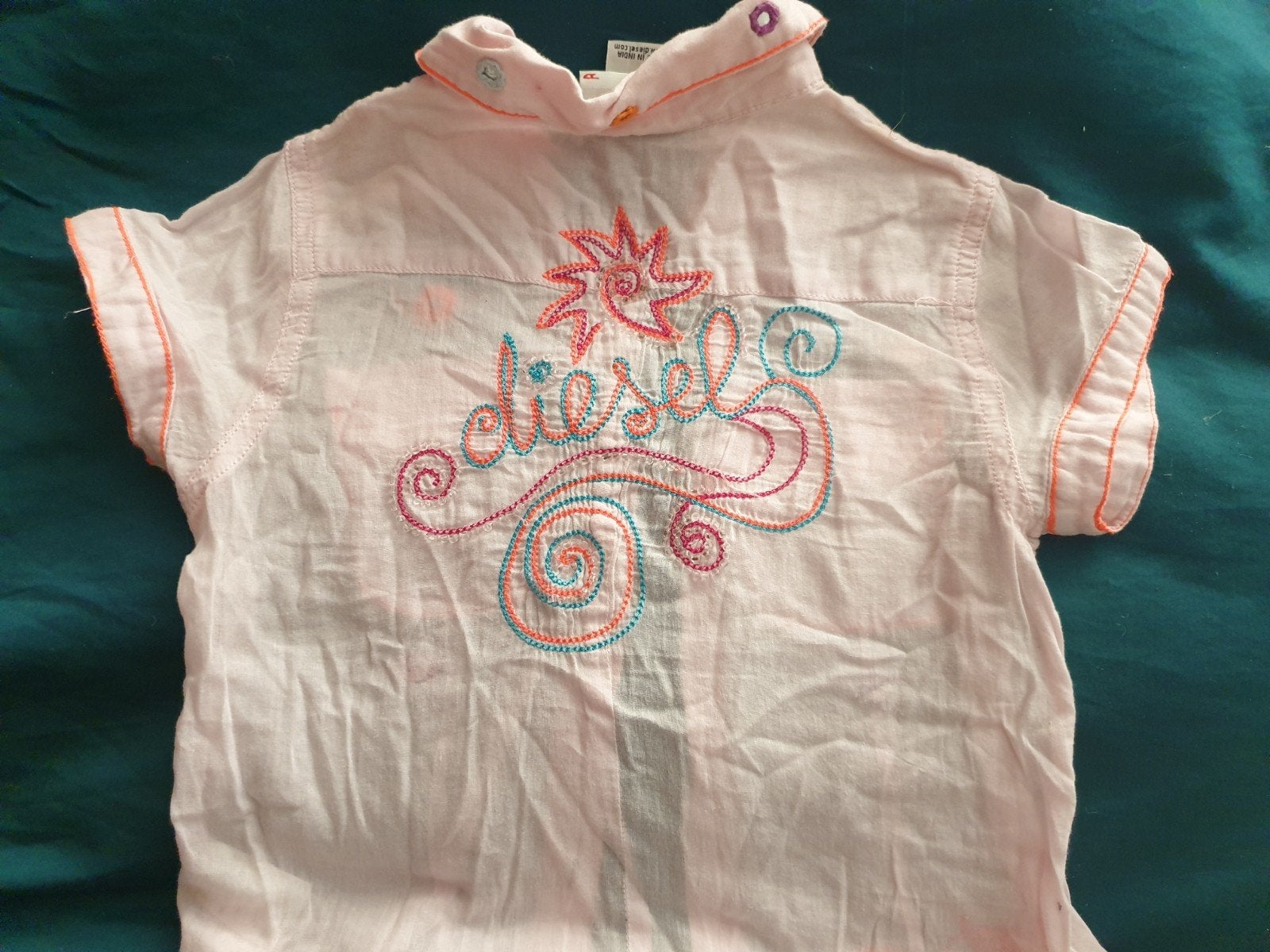 Diesel blouse bloesje met neon accenten 116, Ophalen, Zo goed als nieuw, Meisje, Overhemd of Blouse