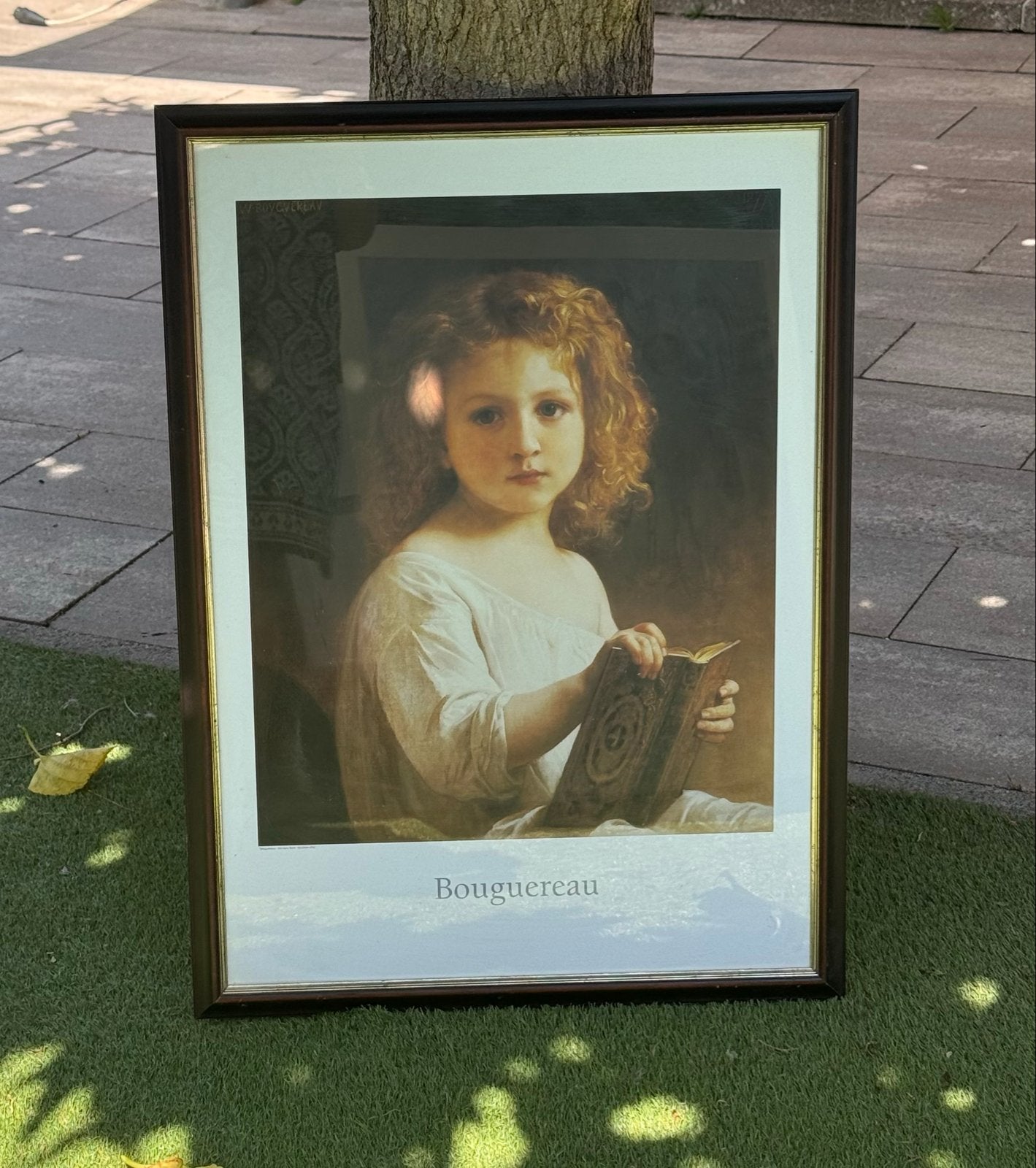 Bouguereau print: Meisje met boek, Ophalen, Portret of Personen, Klassiek, Print