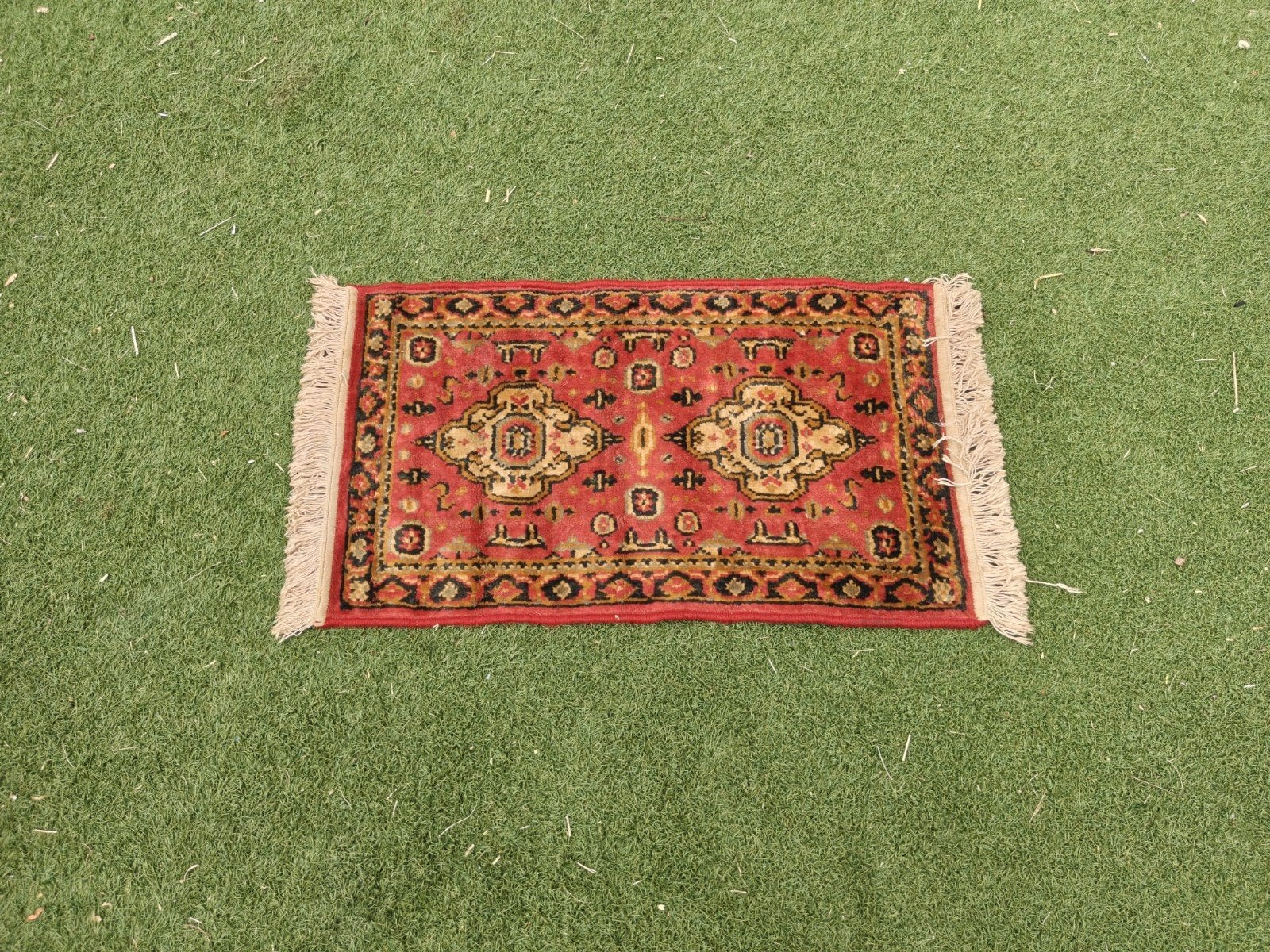 Vintage Rood Oosters Tapijtje - Handgeweven, Ophalen, 50 tot 100 cm, Rechthoekig, Oosters, Vintage, Traditioneel