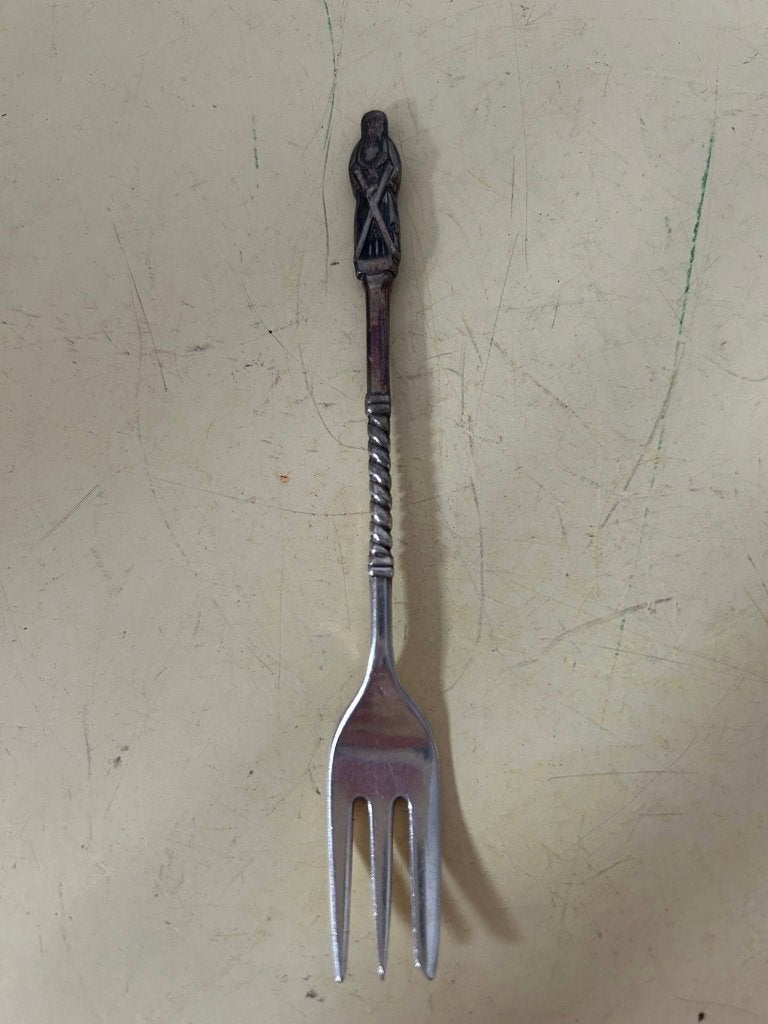 Antiek verzilverd apostel gebaksvorkje 12 cm, Antiek en Kunst, Ophalen of Verzenden