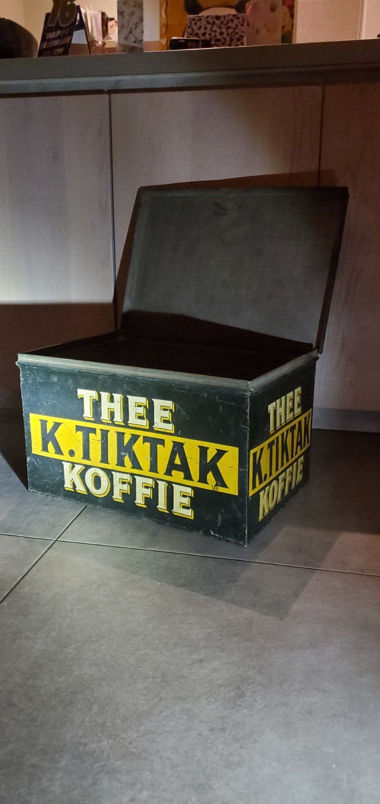 Vintage K. Tiktak Koffie & Thee Kist, Verzamelen, Ophalen of Verzenden