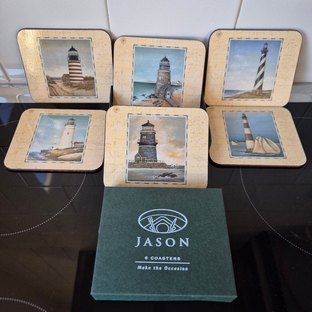 Jason onderzetters decor vuurtorens/coasters, nieuw in doos, Ophalen of Verzenden, Glasonderzetter, Nieuw, Kurk