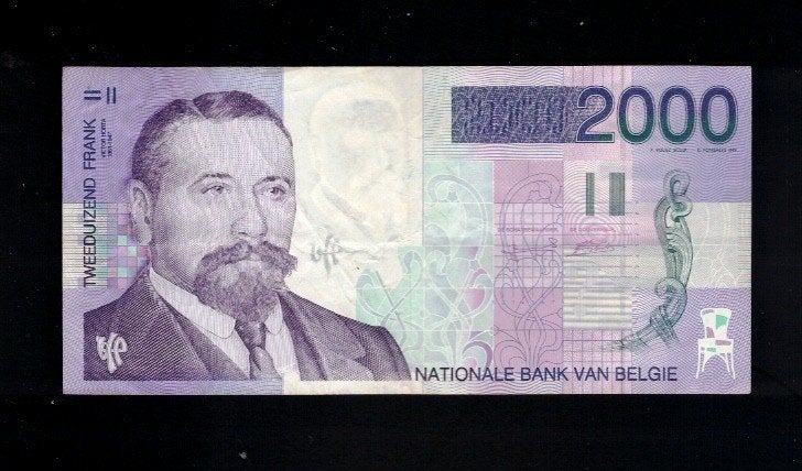 Bankbiljet België 2000 Frank - Victor Horta - 6, Postzegels en Munten, Ophalen of Verzenden, Los biljet
