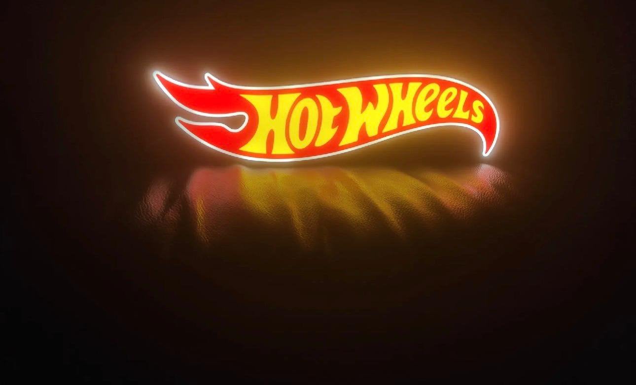 Hot Wheels ledbak 25x10cm, Verzenden, Nieuw, Lichtbak of (neon) lamp