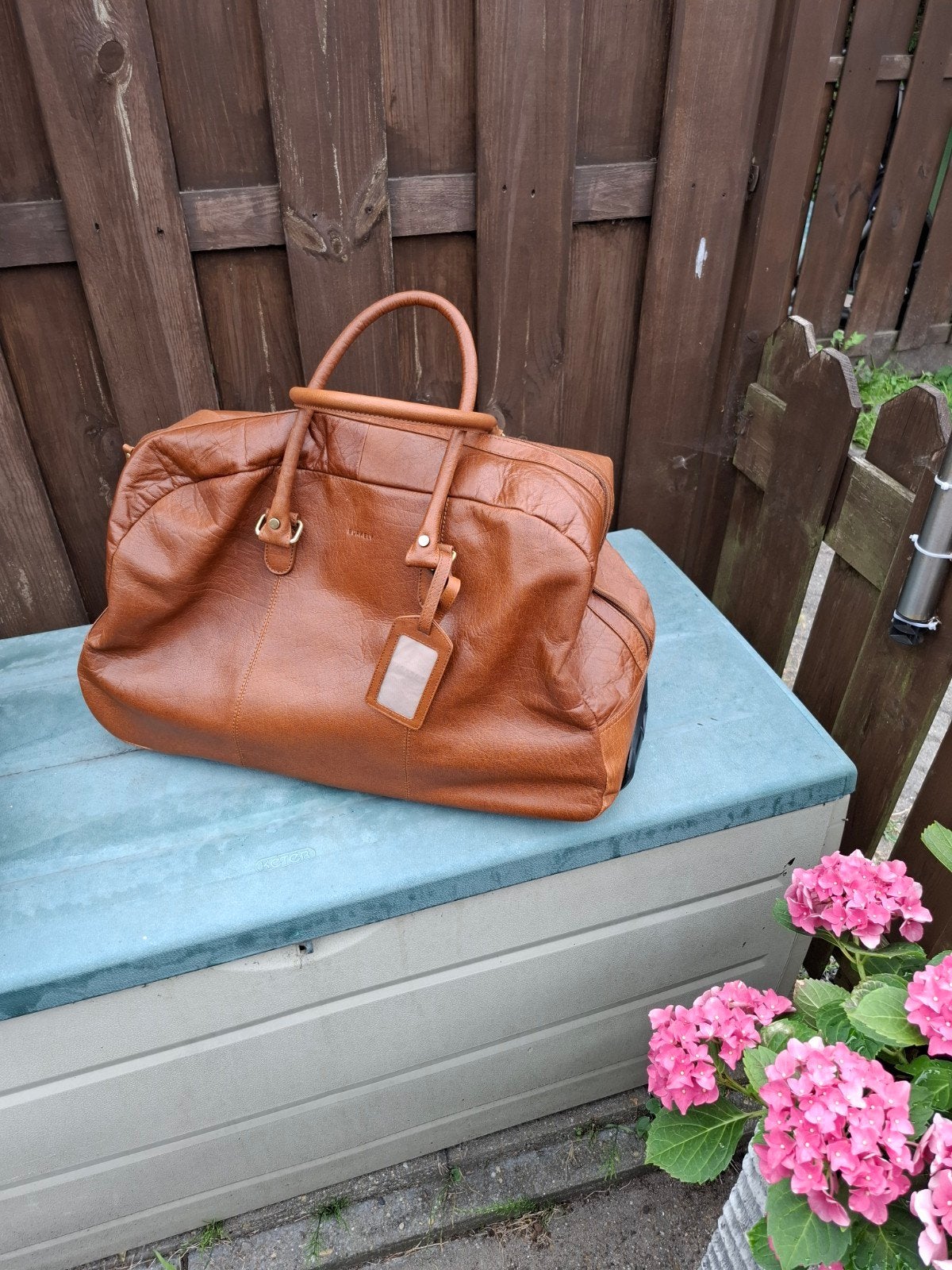 Tas leer met uittrekbare stang, Ophalen, 40 tot 60 cm, 30 cm of meer, Bruin