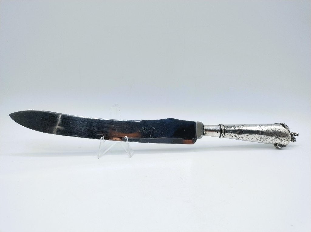 Antiek mes met zilveren heft, W. Vosmeer, Gouda, 1742, Verzenden, Zilver