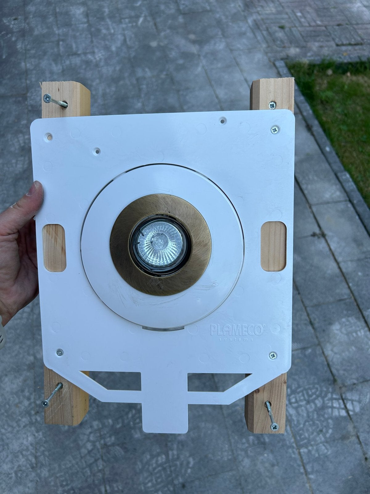 2 Inbouwspots met GU10 fitting - Wit/Brons, Ophalen, Gebruikt, GU10, Halogeenlamp