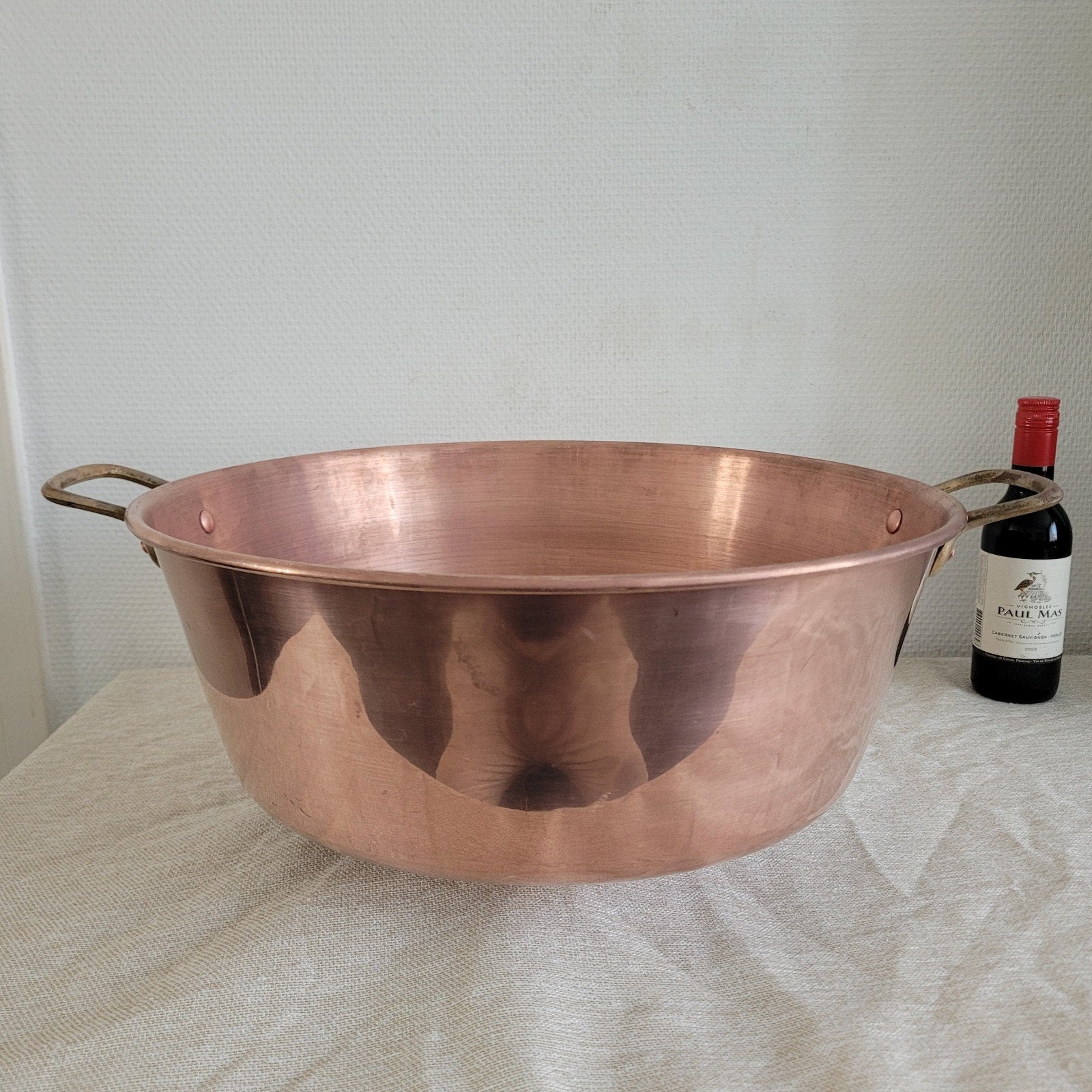 grote franse koperen jampan pan confiturepan 38 cm & 1.7 kg, Ophalen of Verzenden, Gebruikt, Koper, Braadpan